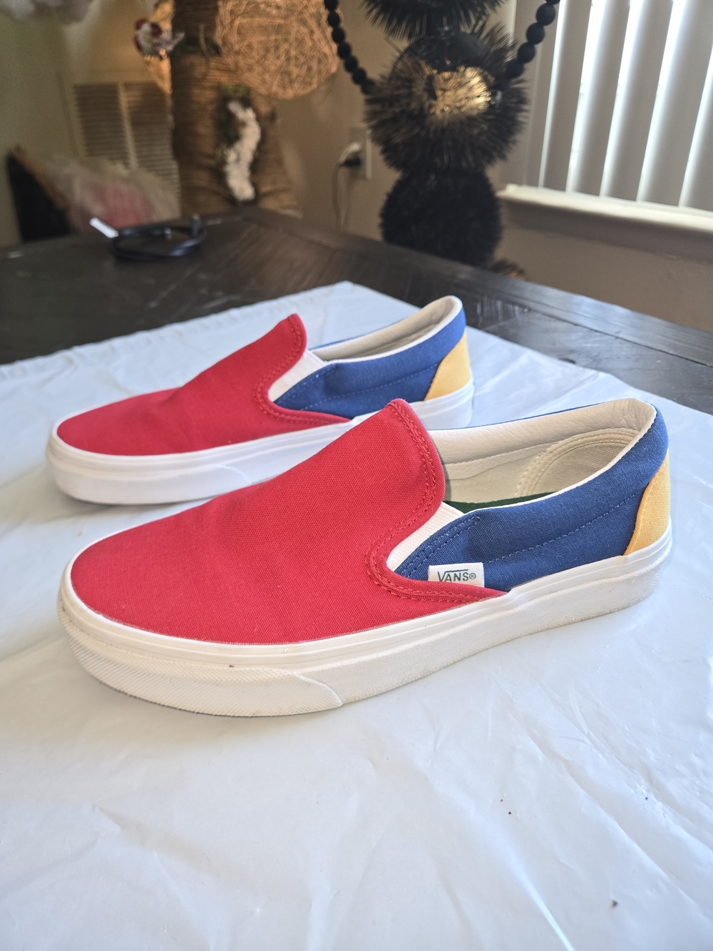 Vans Kids Slip-On Sneakers in Red, Blue & Yellow